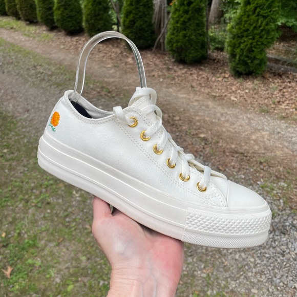 Converse All Star Platform Lift Off White Sneakers Size 8 - Picture 6 of 16